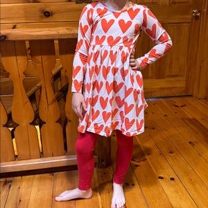 Hanna Andersson heart skater dress with leggings size 6-7 or 120cm